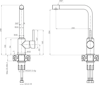 Смеситель для кухни GranFest 3651 терракот